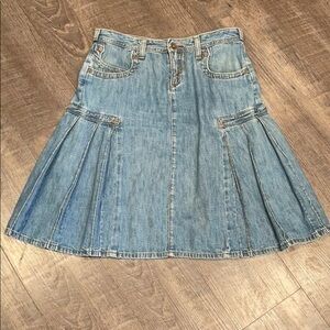ANONAME VINTAGE DENIM PLEATED MIDI SKIRT